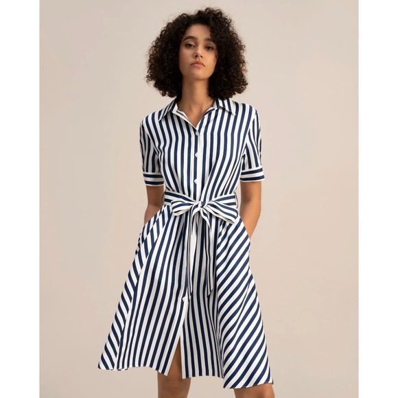 Lilly silk Dresses & Skirts - Lilly Silk Amalfi Stripe Silk Shirtdress with Belt and Pockets!